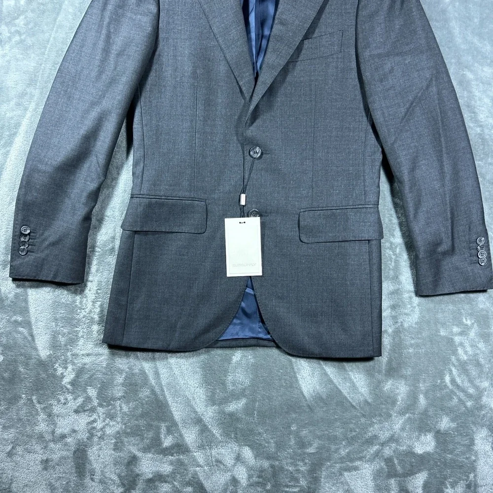 SUITSUPPLY Jacket Mens US 34R Gray Lazio VBC Wool‎ Young Mens Italy NEW Wedding